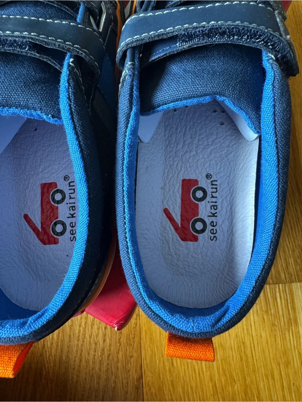 See Kai Run Navy Blue & Orange Velcro Strap Sneakers